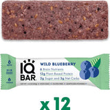 IQBAR Brain and Body Keto Protein Bars - Wild Blueberry Keto Bars - 12-Count Energy Bars - Low Carb Protein Bars - High Fiber Vegan Bars and Low Sugar Meal Replacement Bars - Vegan Snacks