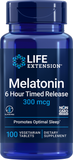 Melatonin 6 Hour Timed Release, 300 Mcg, 100 Vegetarian Tablets