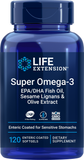 Super Omega-3 EPA/DHA Fish Oil, Sesame Lignans & Olive Extract, 120 Enteric-Coated Softgels