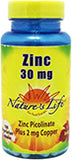 Nature's Life Zinc Picolinate 30 mg 100 VGC