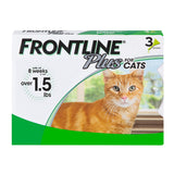 Frontline Plus Flea & Tick Spot-On for Cats 8 wk older & over 15 lbs Green pkg 3