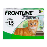 Frontline Plus Flea & Tick Spot-On for Cats 8 wk older & over 15 lbs Green pkg 6