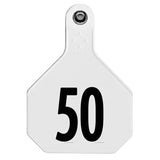 Y-Tex 4-Star Large Numbered All-American Ear Tags 26-50 White