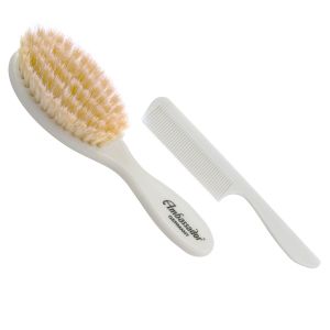 Ambassador Hairbrushes (by Faller) Baby Brushes Brush and Comb Set White 5127