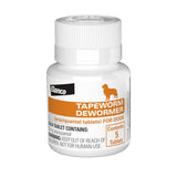 Bayer Praziquantel Tapeworm Dewormer Tablets for Dogs 5's