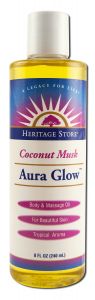 Heritage Store Aura Glow Massage Oil Coconut Musk 8 oz