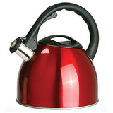 Accessories Red Whistling Tea Kettle with stay cool handle 2.75 quart, Stainless Steel