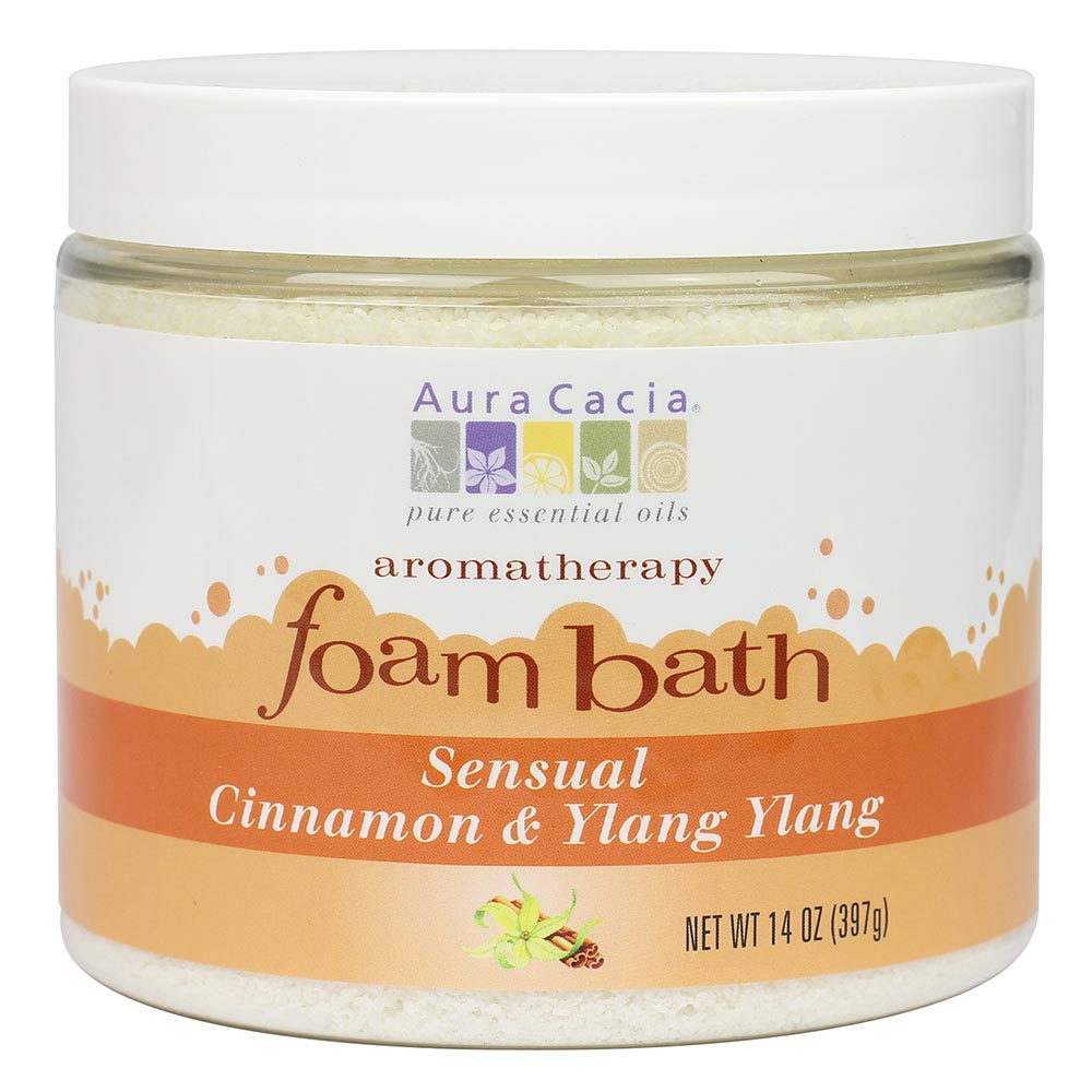 Aura Cacia Sensual Cinnamon & Ylang Ylang, Aromatherapy Foam Bath, 14 oz jar