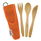 ChicoBag To-Go Ware RePEaT Kids Utensil Sets Orange Bamboo Fork, Knife and Spoon and RePEaT Carrying Case