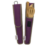 ChicoBag To-Go Ware RePEaT Utensil Sets Mulberry (Purple) Bamboo Fork, Knife, Spoon and Chopsticks and RePEaT Carrying Case
