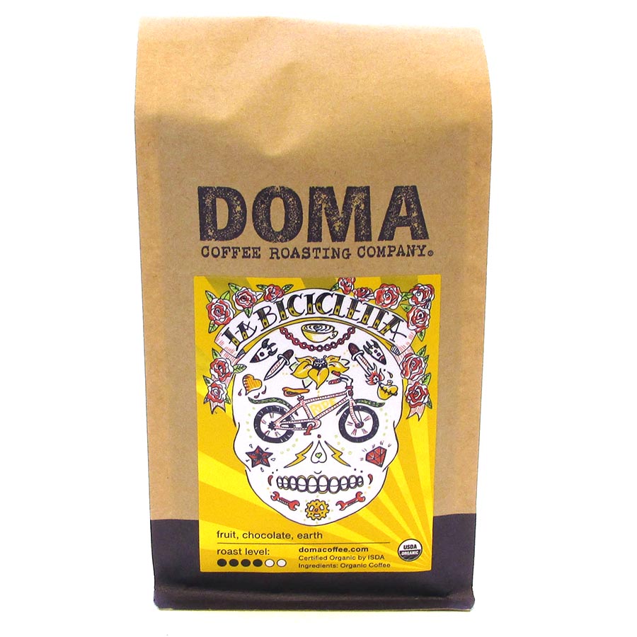 DOMA Coffee Roasting Company Fair Trade Coffee La Bicicletta Blend (Fruit, Chocolate, Earth) Organic Whole Bean 12 oz.