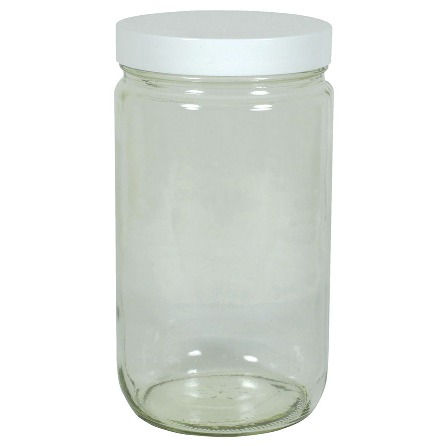 Frontier Bulk 32 oz. Clear Straight-Sided Jar with Lid 12 count