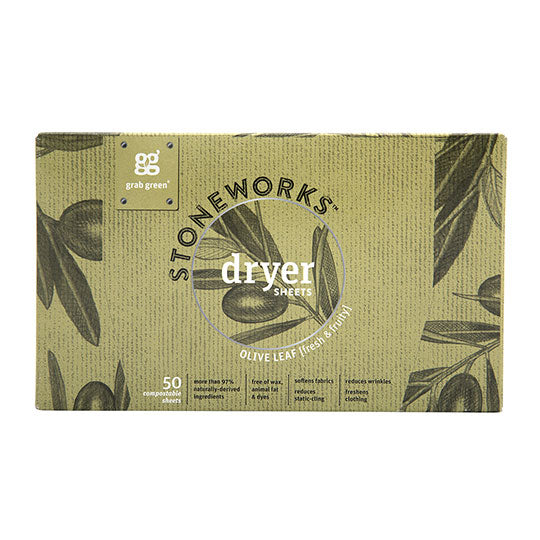 Grab Green Stoneworks Olive Leaf Compostable Dryer Sheets 50 count