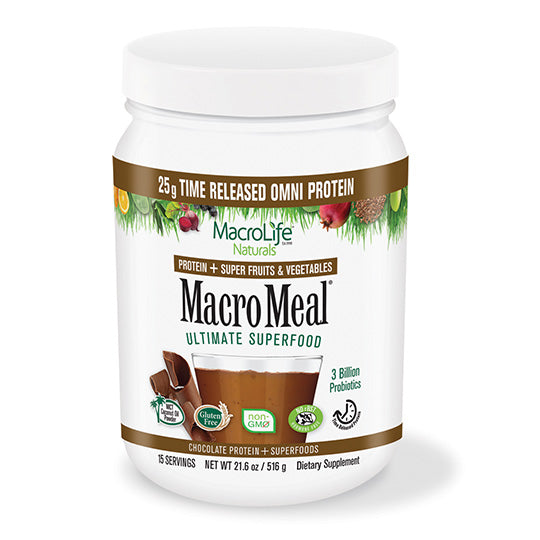 MacroLife Naturals MacroMeal Supplements Omni Chocolate 15 Serving Tubs 18.5 oz.