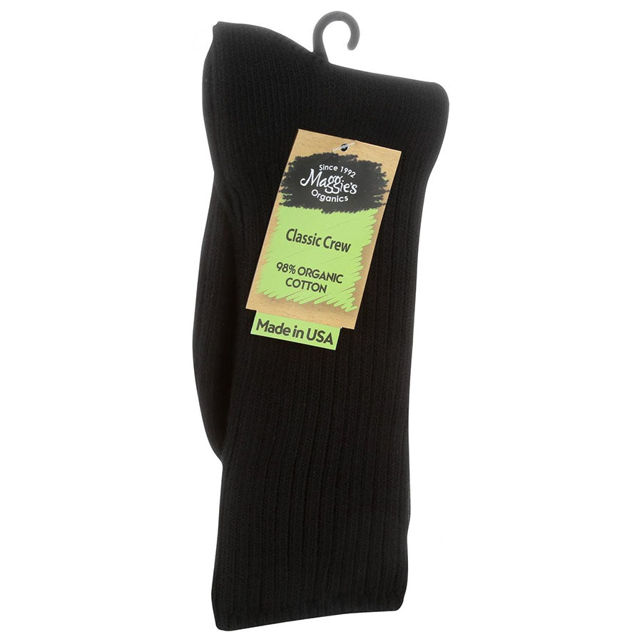 Maggie's Functional Organics Crew Socks Black Classic Size 10-13