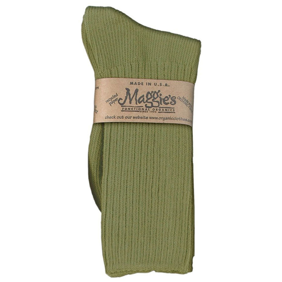 Maggie's Functional Organics Crew Socks Olive Classic Size 9-11