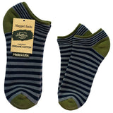 Maggie's Functional Organics Footie Socks Grey/Navy Striped Cushion Size 9-11