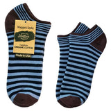 Maggie's Functional Organics Footie Socks Navy/Blue Striped Cushion Size 9-11