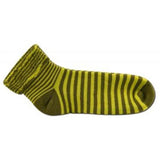 Maggie's Functional Organics Snuggle Socks Green Stripe 9-11 Cotton