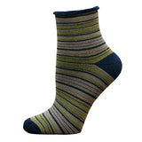 Maggie's Functional Organics Snuggle Socks Navy Stripe 10-13 Wool