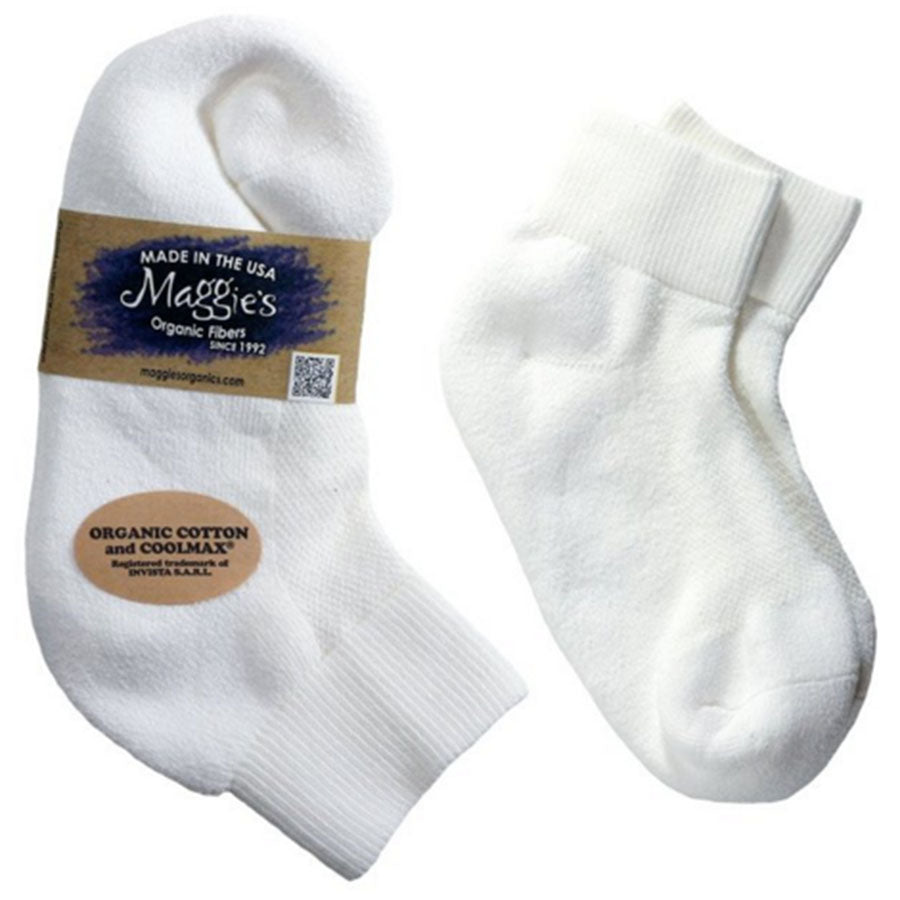 Maggie's Functional Organics Sport Socks Lowcut, White Size 10-13