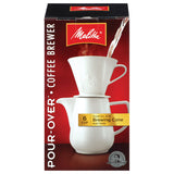 Melitta Coffee Makers Pour-Over Coffee Brewer Cone with Carafe, Porcelain 6 cup