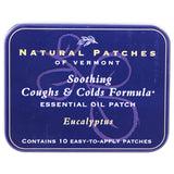 Natural Patches of Vermont Essential Oil Patches Eucalyptus Citriodora, Soothing Coughs & Cold Formula 10 count tins