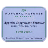 Natural Patches of Vermont Essential Oil Patches Sweet Fennel, Appetite Suppressant Formula 10 count tins