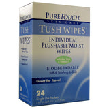 PureTouch Skin Care Flushable Moist Wipes with Aloe Vera & Vitamin E Tush Wipes Single Use Packet 24 count