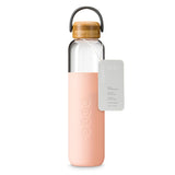 SOMA Glass Water Bottles Blush 25 oz. Bottle with Natural Bamboo Lid & Silicone Sleeve
