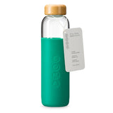 SOMA Glass Water Bottles Emerald 17 oz. Bottle with Natural Bamboo Lid & Silicone Sleeve