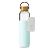 SOMA Glass Water Bottles Mint 25 oz. Bottle with Natural Bamboo Lid & Silicone Sleeve