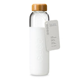 SOMA Glass Water Bottles White 17 oz. Bottle with Natural Bamboo Lid & Silicone Sleeve
