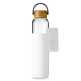 SOMA Glass Water Bottles White 25 oz. Bottle with Natural Bamboo Lid & Silicone Sleeve
