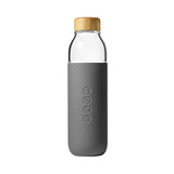 SOMA Glass Water Bottles Grey 17 oz. Bottle with Natural Bamboo Lid & Silicone Sleeve