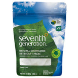 Seventh Generation Dishwashing Products Automatic Dish Detergent Concentrated Pacs, Free & Clear 20 count Automatic Dishwashing Dish Pacs & Rinse Aids
