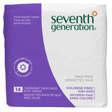 Seventh Generation Feminine Care Maxi Overnight with Wings 14 count Chlorine Free Cotton Pads