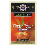 Stash Tea Green Teas & White Tea Blends Ginger Peach Green with Matcha 18 tea bags