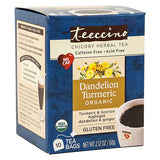 Teeccino Herbal Coffees Dandelion Turmeric, Gluten-Free 10 count tee-bags