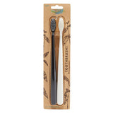 The Natural Family Co. Biodegradable Soft Toothbrushes Pirate Black/Ivory Desert Twin Pack