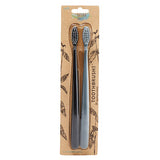 The Natural Family Co. Biodegradable Soft Toothbrushes Pirate Black/Monsoon Mist Twin Pack