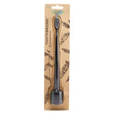 The Natural Family Co. Biodegradable Soft Toothbrushes Pirate Black Toothbrush & Stand