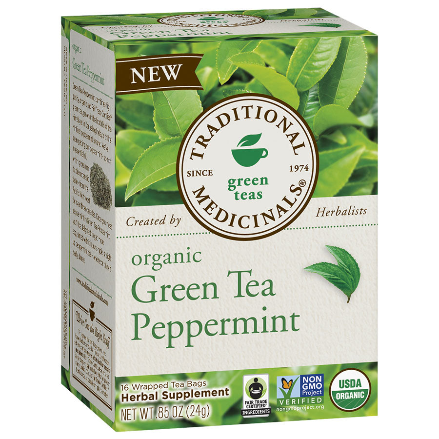 Traditional Medicinals Organic Tea Green Tea Peppermint 16 tea bags