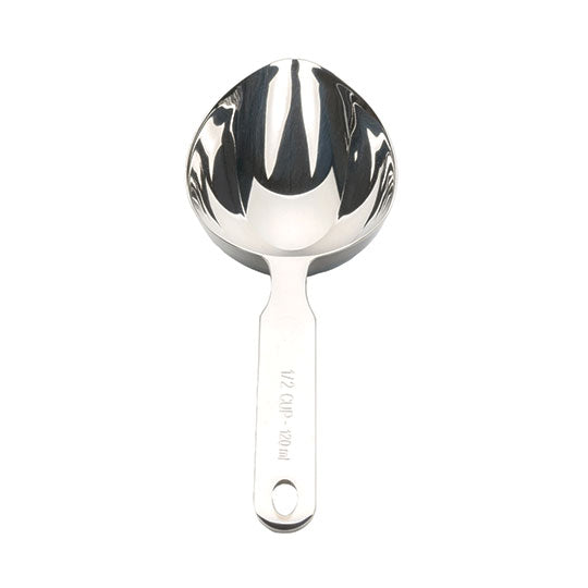 RSVP Culinary Accessories Oval Measuring Scoop 1/2 cup, Stainless Steel