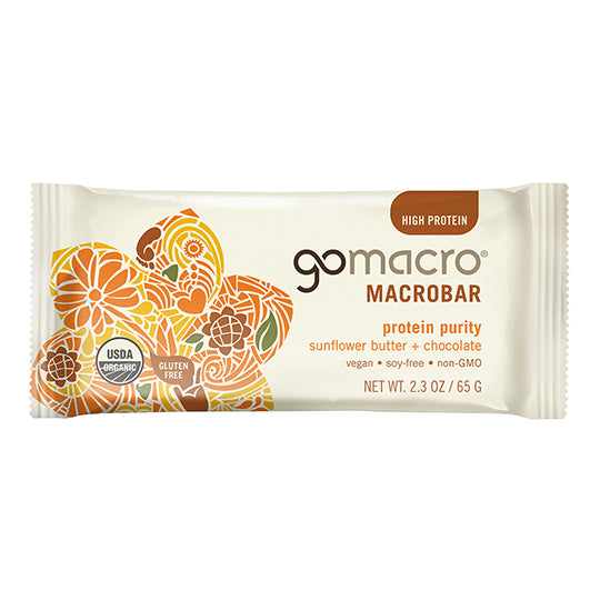 GoMacro Protein MacroBars Sunflower Butter + Chocolate 2.3 oz. 12 bars per box