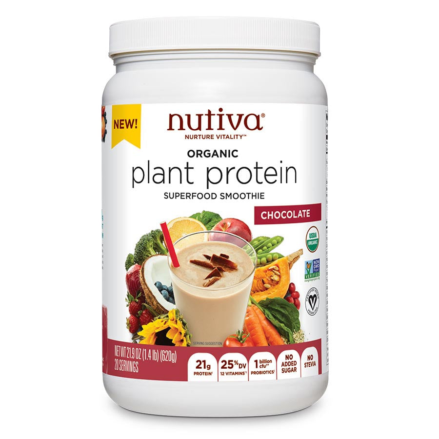 Nutiva Organic Plant Protein Powder Chocolate 21.9 oz.