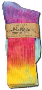 Maggies Functional Organics Tie Dye Crew Socks Lite Tie Dye Crew 10-13