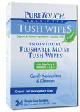 PureTouch Skin Care Flushable Moist Wipes with Aloe Vera & Vitamin E Organic Tush Wipes Single Use Packet 24 count