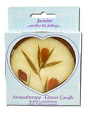 Auroshikha Large Terra Cotta (3-5\/8 in x 1 in) Round Flower Candles Jasmine