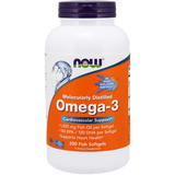NOW Omega-3 Molecularly Dist 200 softgels